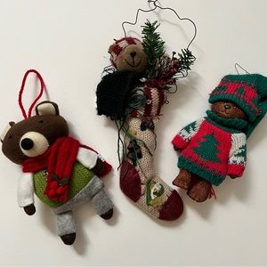 Vintage Bear Christmas Ornaments